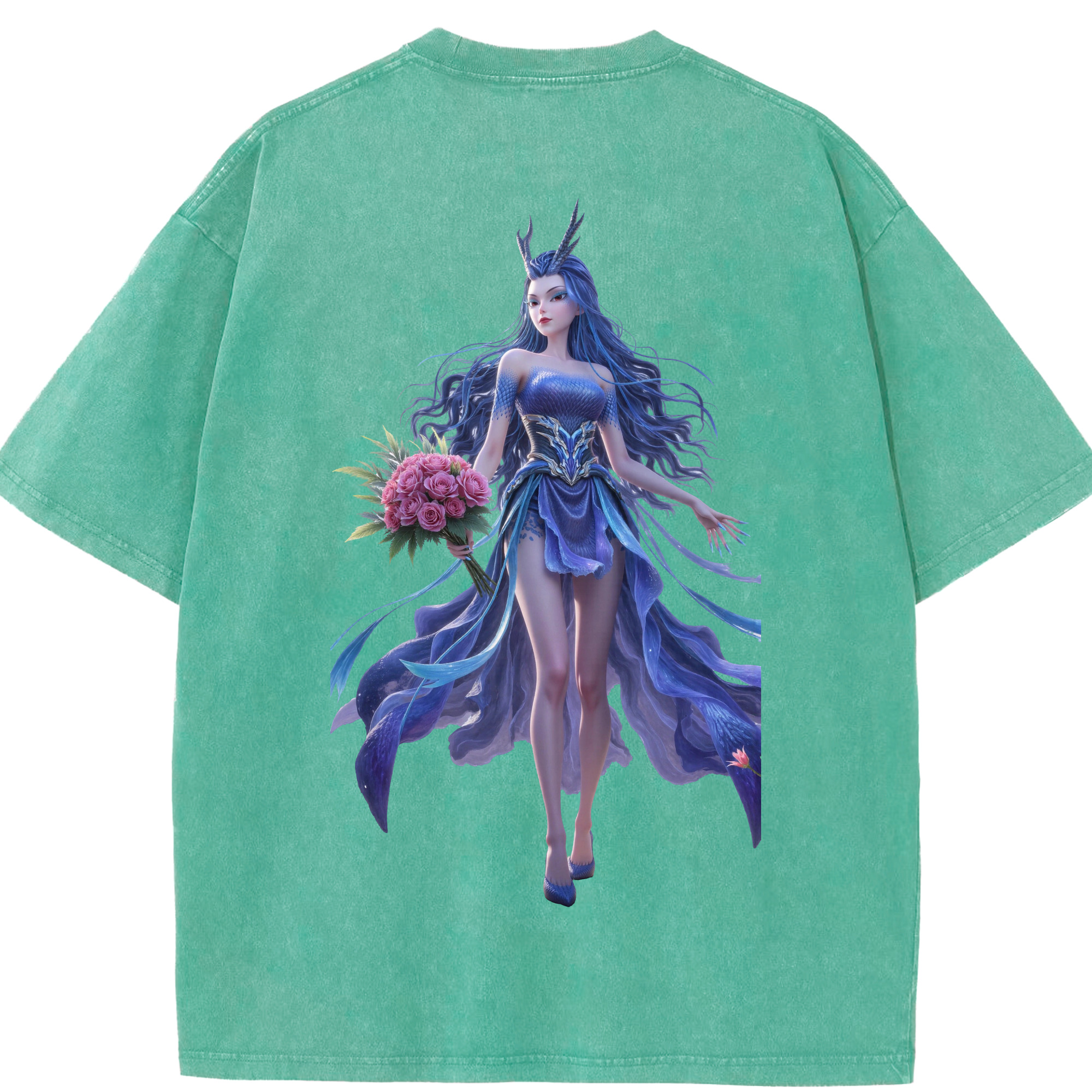 （画像用） Ne Zha 2 ナタ 魔童の大暴れ 綿100% ヴィンテージ風 半袖Tシャツ（背面プリント）